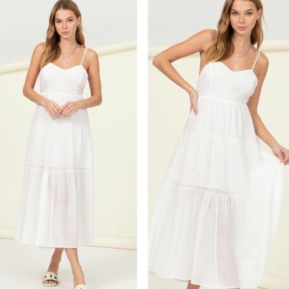 Smocked Sweetheart Tie Back Midi Dress - Picture 2 of 4